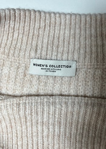 Bej Yüksek Yaka Örgü Kadın Kazak - Görsel 4