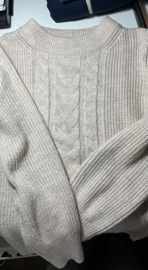 Bej Yüksek Yaka Örgü Kadın Kazak - Görsel 3