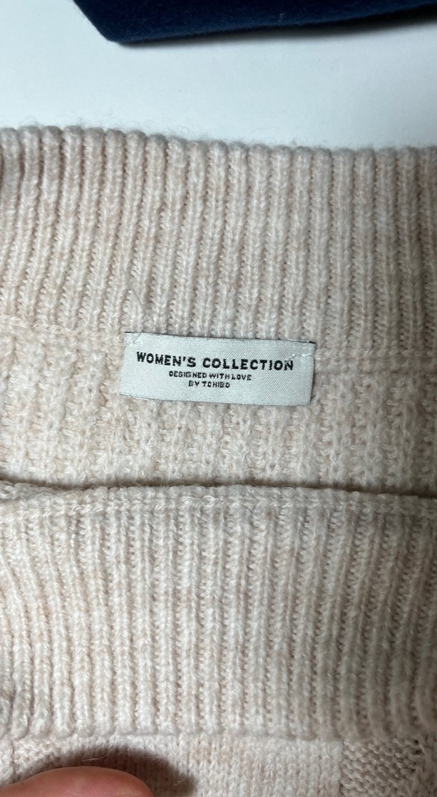 Bej Yüksek Yaka Örgü Kadın Kazak - Görsel 4