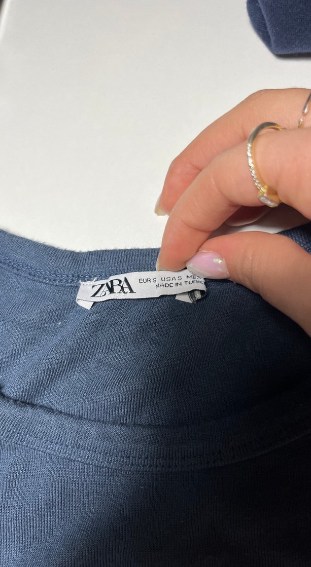 Mavi Denim Kısa Kollu Crop Top - Görsel 4