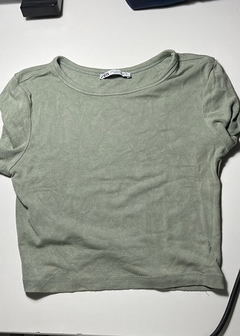 Kadın Bej Kısa Kollu Crop Top - Görsel 3