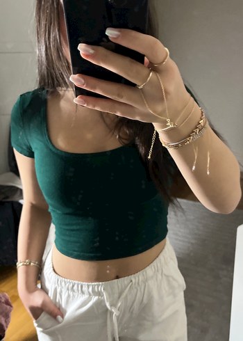Yeşil Straplez Crop Top - Görsel 2
