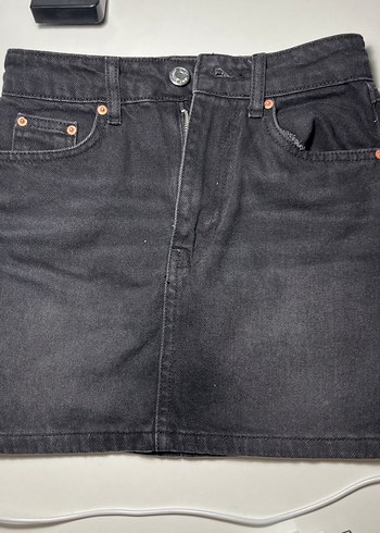 Siyah Denim Mini Etek - Görsel 3