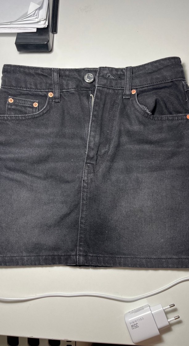 Siyah Denim Mini Etek - Görsel 3