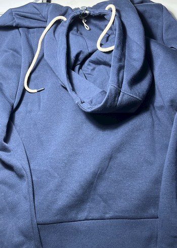 Fermuarlı Yüksek Yakalı Kadın Mavi Mont - Görsel 4