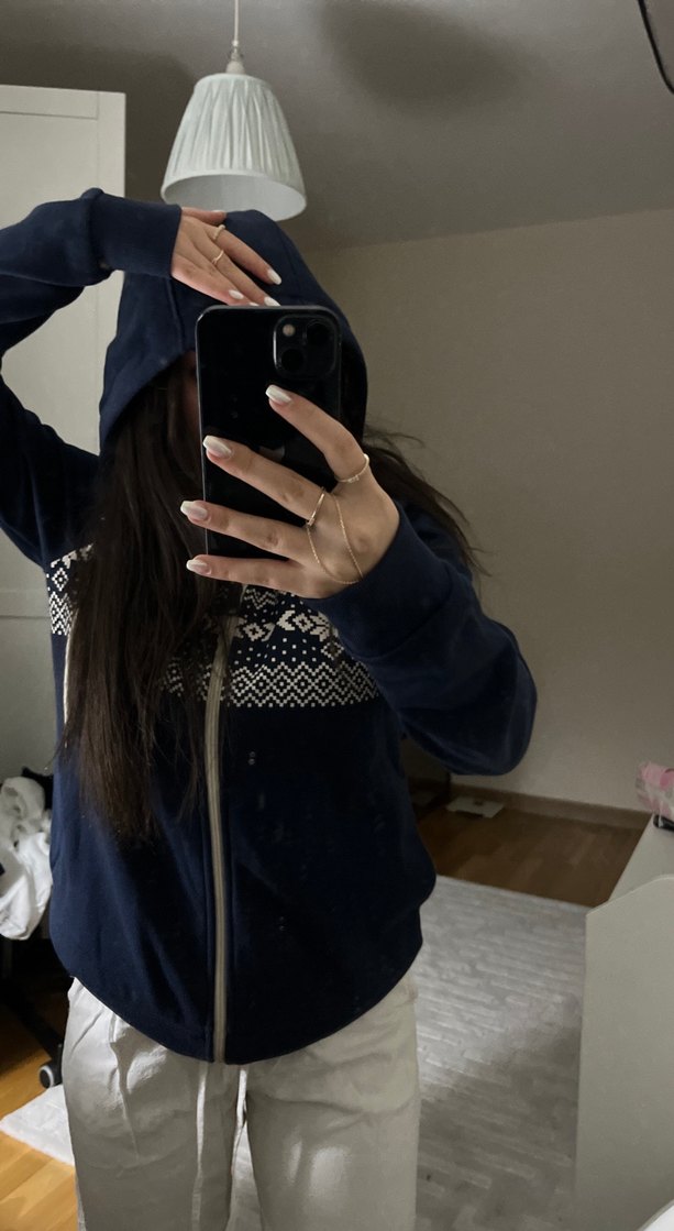 Fermuarlı Yüksek Yakalı Kadın Mavi Mont - Görsel 2