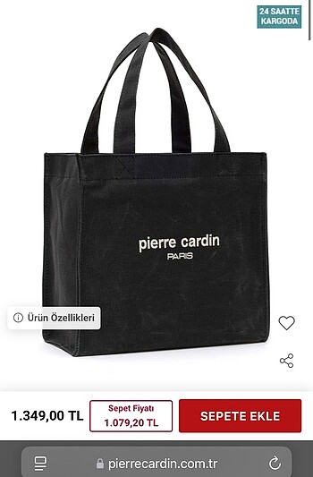 Pierre Cardin Siyah kanvas çanta