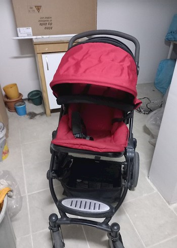 Kırmızı Bebek Arabası ve Taşıma Koltuğu - Görsel 6