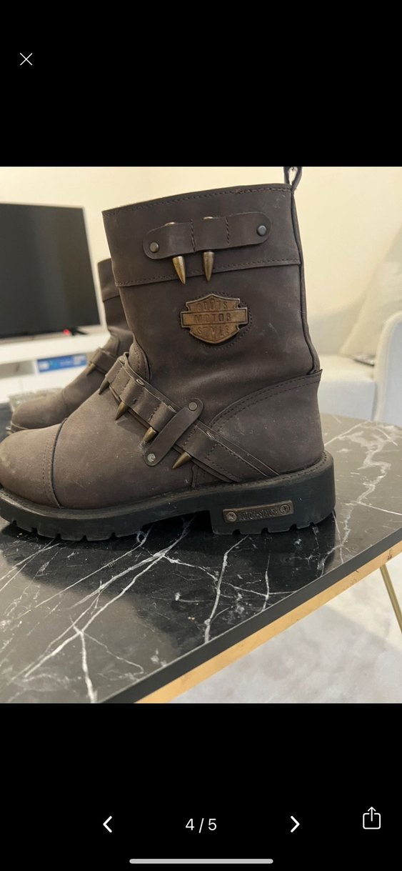 Kahverengi Deri Tokalı Harley Bot - Görsel 3