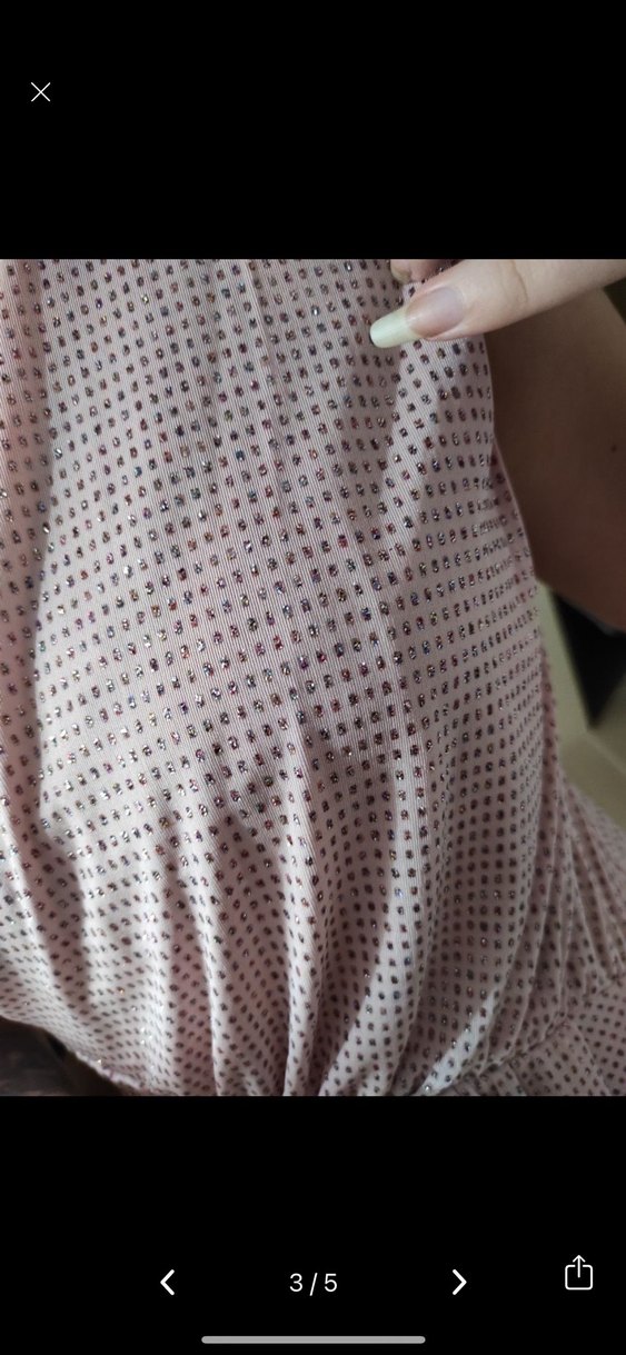 Pembe V Yaka Şeffaf Mini Elbise Koton - Görsel 2