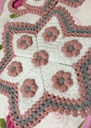 Pastel Pembe Örgü Banyo Süngeri Seti - Görsel 2