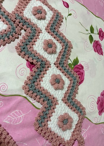 Pastel Pembe Örgü Banyo Süngeri Seti - Görsel 4