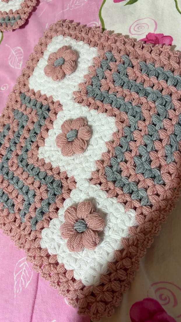 Pastel Pembe Örgü Banyo Süngeri Seti - Görsel 3