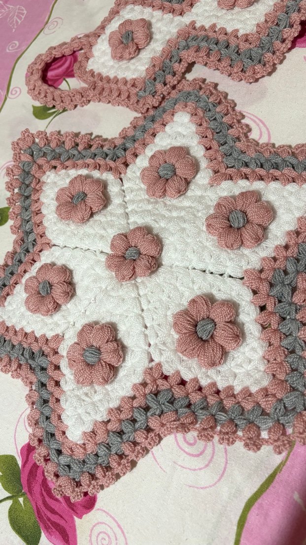 Pastel Pembe Örgü Banyo Süngeri Seti - Görsel 2