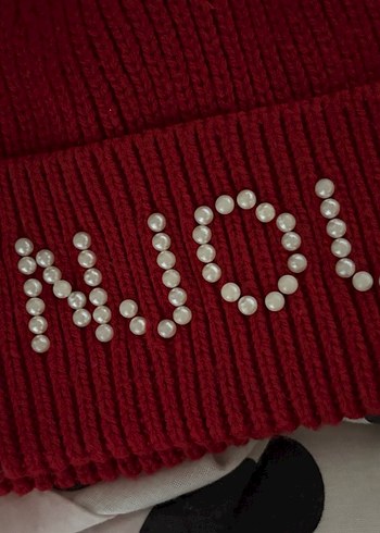 Kırmızı İnci Detaylı Örgü Kadın Bere - Görsel 3