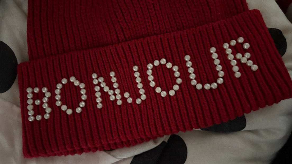 Kırmızı İnci Detaylı Örgü Kadın Bere - Görsel 3