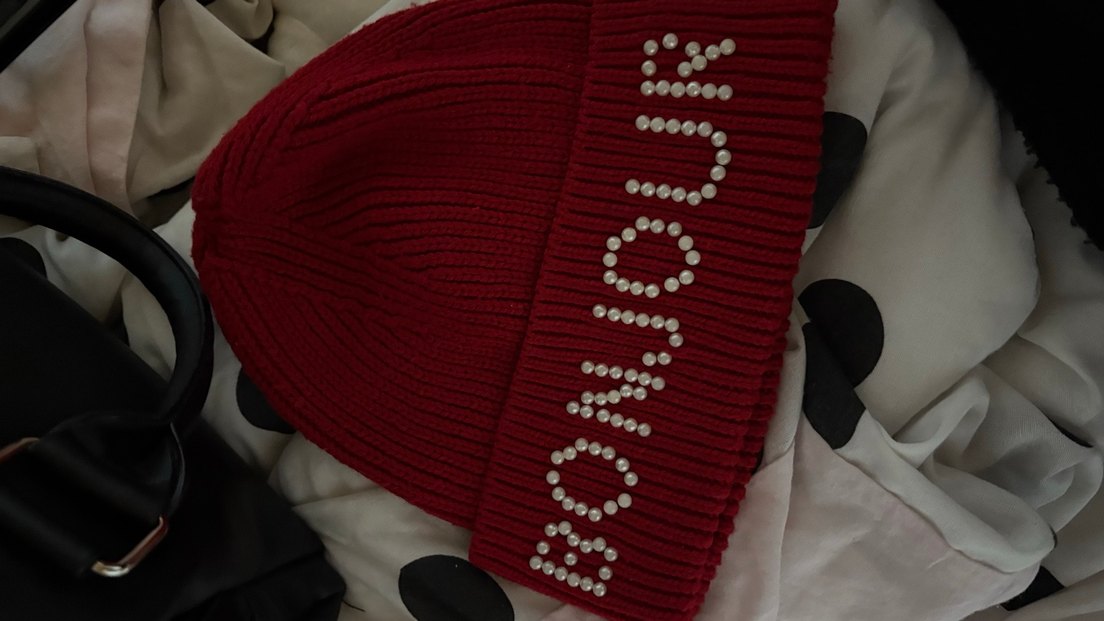 Kırmızı İnci Detaylı Örgü Kadın Bere - Görsel 2