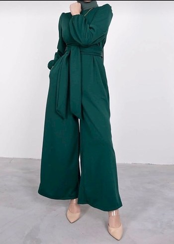 Yeşil Kemerli Uzun Kadın Tulum - Görsel 3