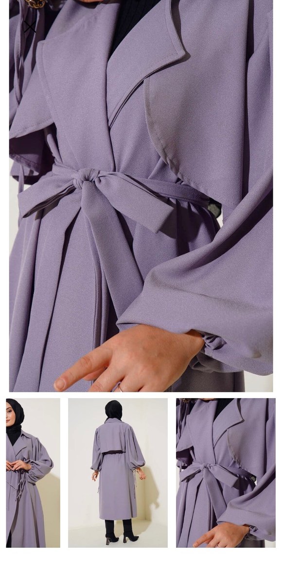 Mor Drapeli Uzun Kadın Trençkot - Görsel 3