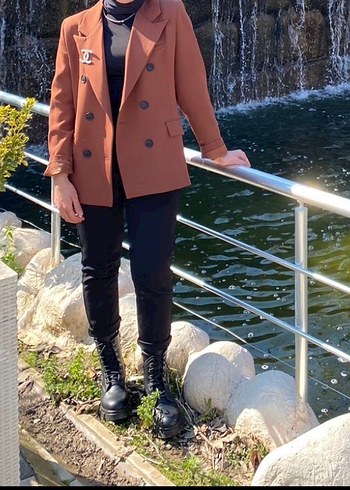 Kahverengi Kadın Süet Midi Blazer Ceket - Görsel 2