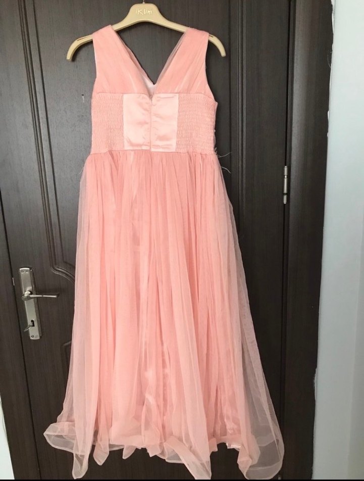 Pembe Askılı Drapeli Kız Elbisesi - Görsel 2