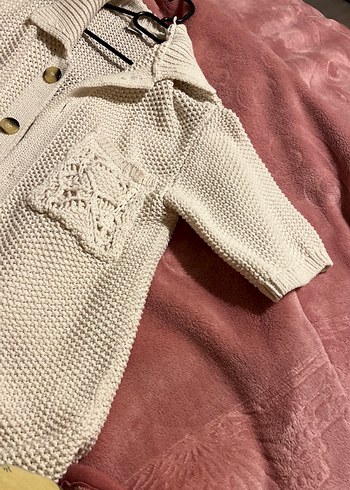 Düğmeli Beyaz Bohem Kadın Hırka - Görsel 2