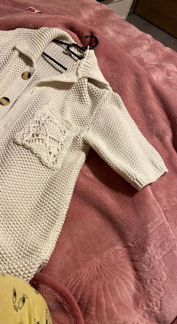 Düğmeli Beyaz Bohem Kadın Hırka - Görsel 2