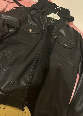 Erkek Siyah Deri Biker Ceket - Görsel 2