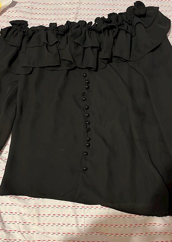 Düğmeli Siyah Uzun Kollu Gotik Bluz - Görsel 3