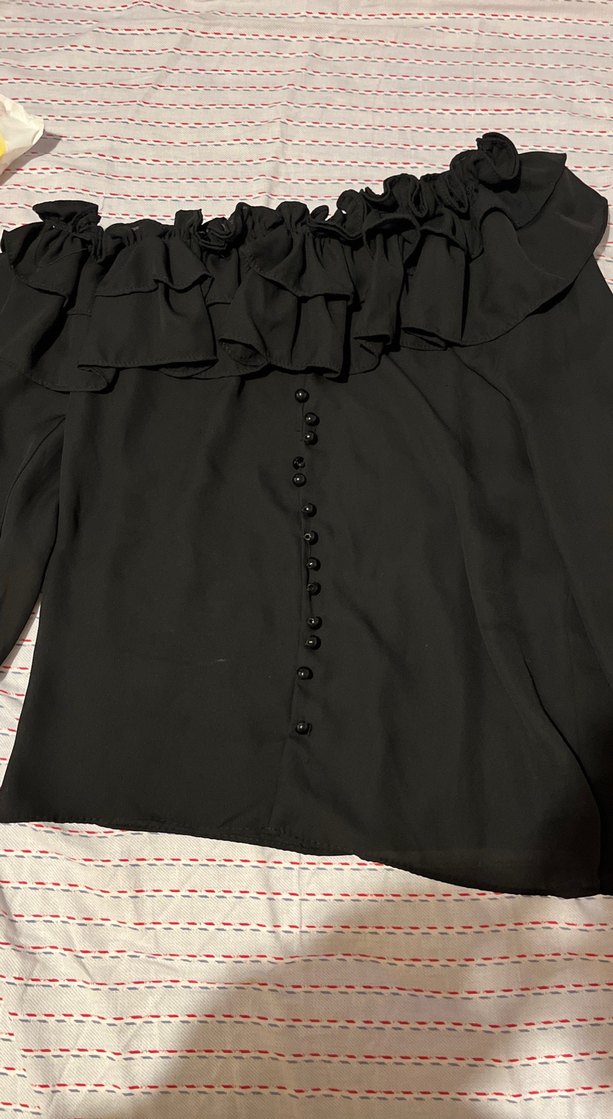 Düğmeli Siyah Uzun Kollu Gotik Bluz - Görsel 3
