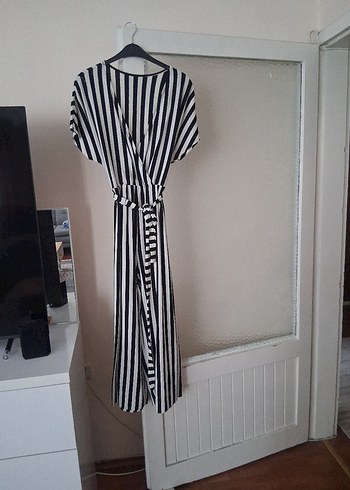 Zebra Desenli Uzun Kadın Tulum - Görsel 2