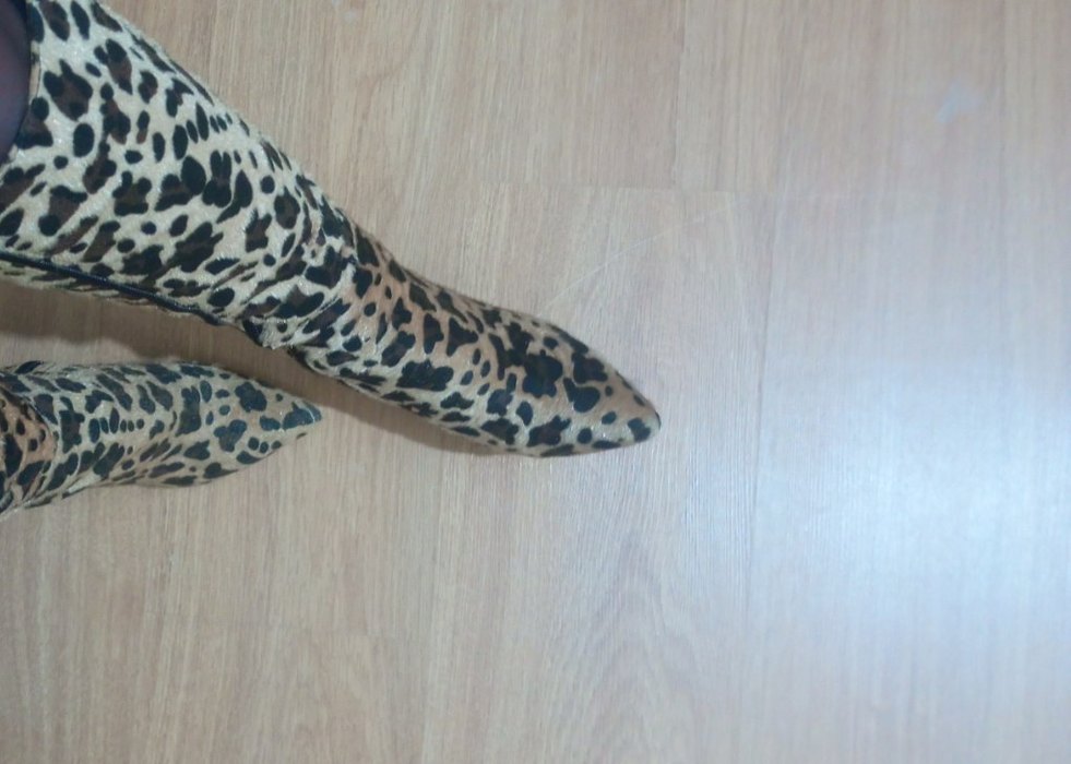 Kahverengi Leopar Desenli Süet Dizüstü Çizme - Görsel 2