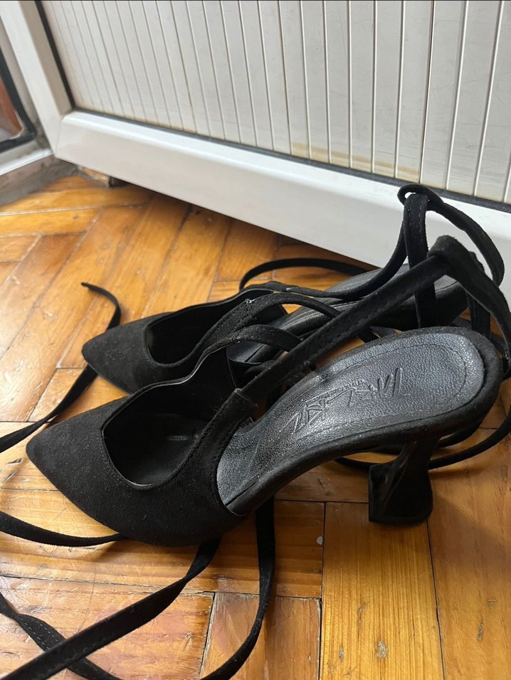 Siyah Yılan Desenli Stiletto Topuklu Ayakkabı - Görsel 2