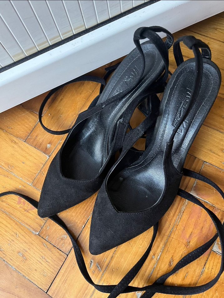 Siyah Yılan Desenli Stiletto Topuklu Ayakkabı - Görsel 3