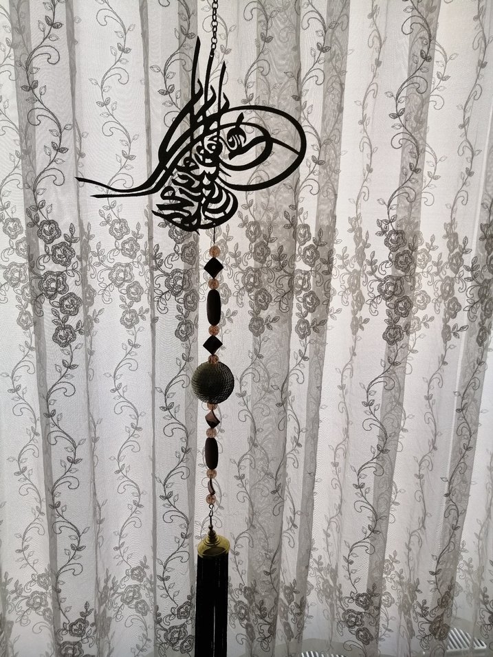 Modern Klasik Desenli 2 adet kahverengi fon Perde - Görsel 5