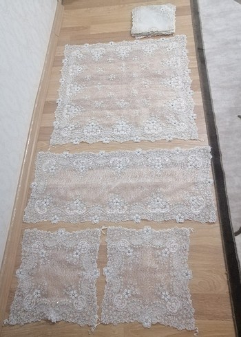 İşlemeli Beyaz salon takımı 16 parça - Görsel 9