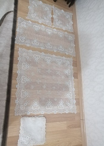 İşlemeli Beyaz salon takımı 16 parça - Görsel 8