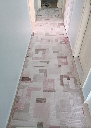 Modern Pembe Soyut Desenli 4 mevsim akrilik koridor halısı - Görsel 2