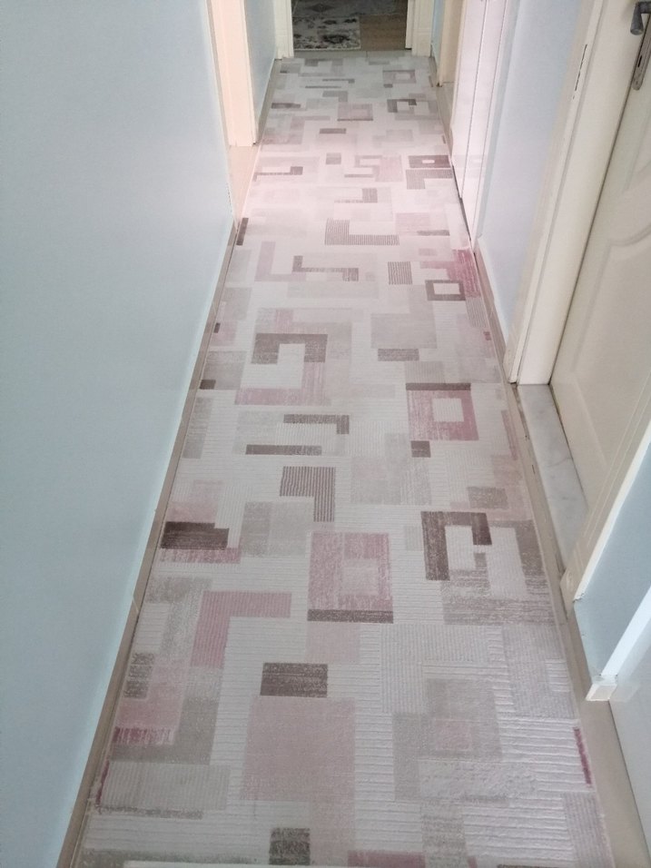 Modern Pembe Soyut Desenli 4 mevsim akrilik koridor halısı - Görsel 2