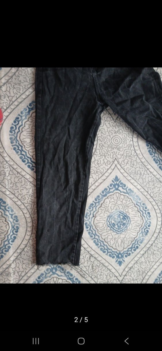 Gri Bohem Tarzı Kadın Denim Pantolon - Görsel 2