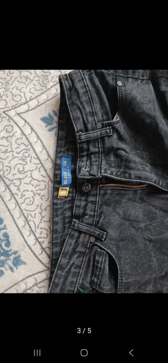 Gri Bohem Tarzı Kadın Denim Pantolon - Görsel 3