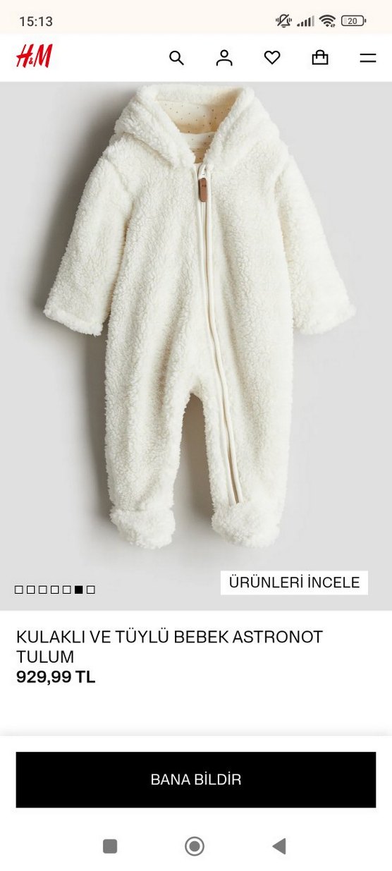 Bebek Beyaz Kürklü Tulumu - Görsel 4