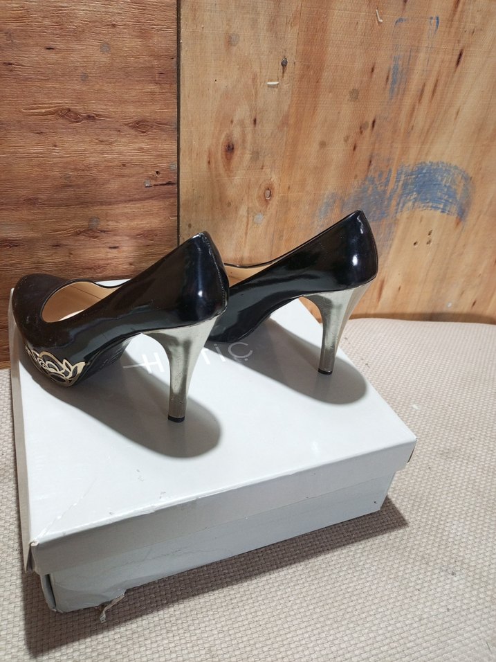 Siyah Parlak Yılan Desenli Stiletto - Görsel 2