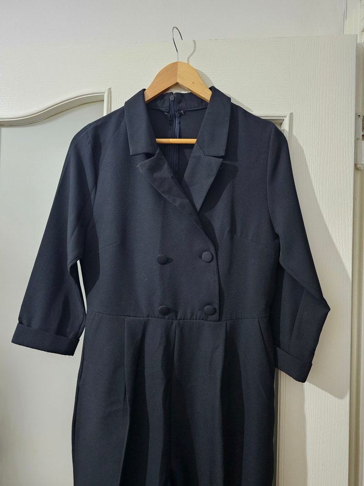 Kadın Siyah Uzun Kollu Tulum - Görsel 2