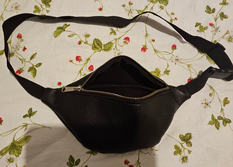 Siyah Suni Deri Kadın Bel Çantası - Görsel 2