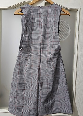 Trendyol M Beden Yaka Gri Ekose Midi Jile/Elbise - Görsel 2