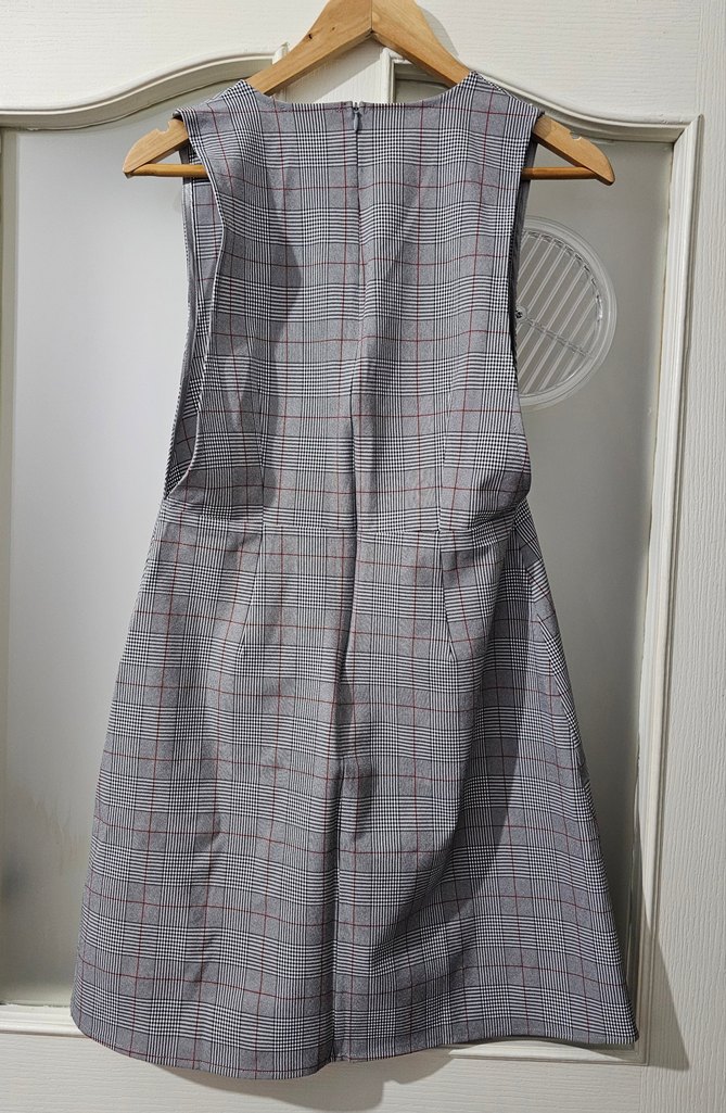 Trendyol M Beden Yaka Gri Ekose Midi Jile/Elbise - Görsel 2