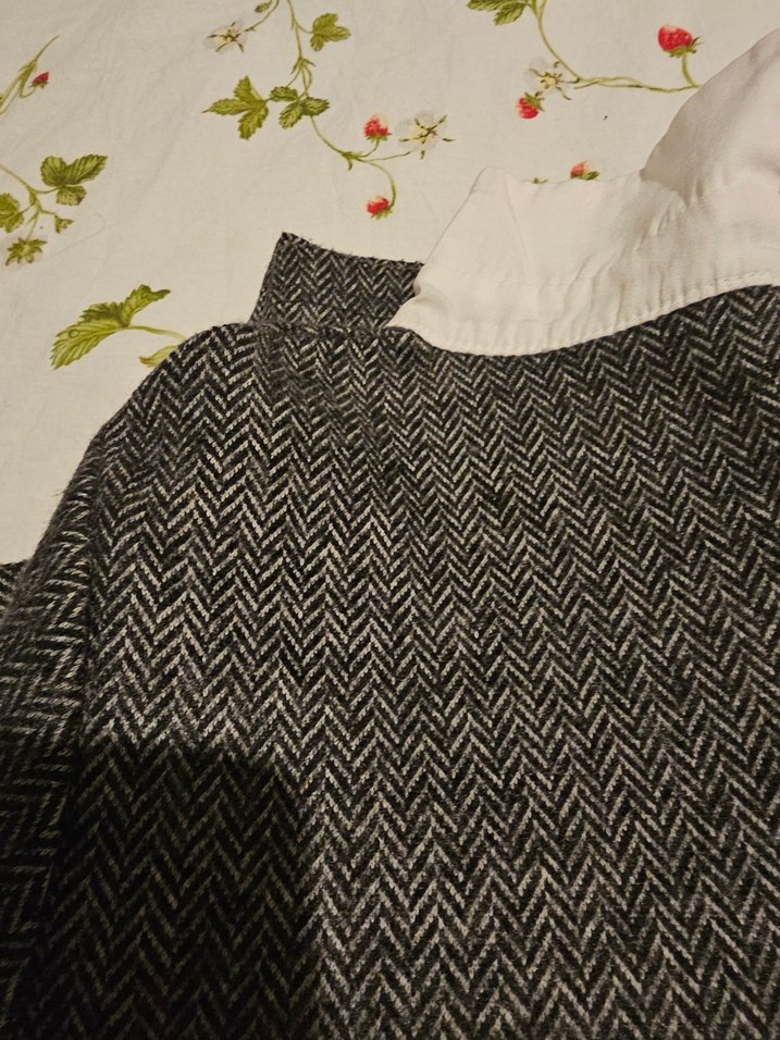 Old school preppy tarz Gri gömlek yaka üst - Görsel 4