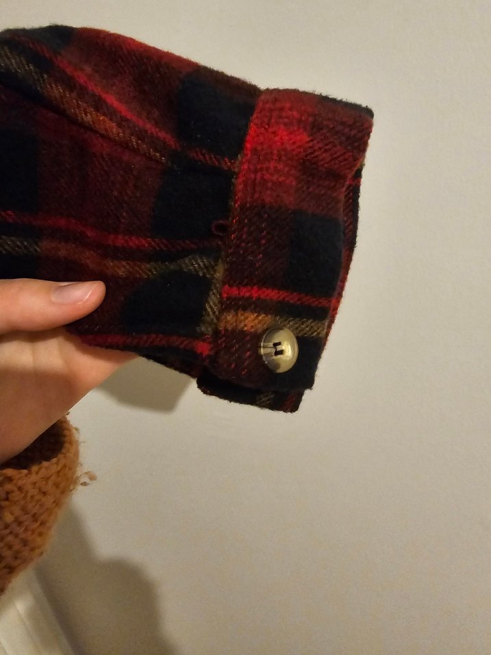 Bordo Ekose Düğmeli Kadın Gömlek - Görsel 3