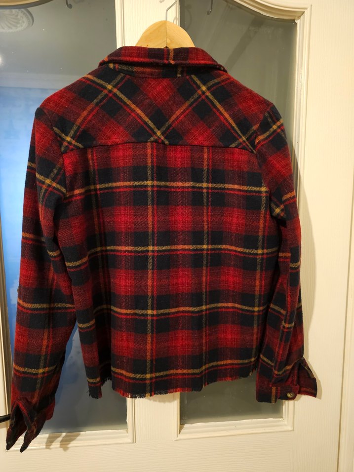 Bordo Ekose Düğmeli Kadın Gömlek - Görsel 4